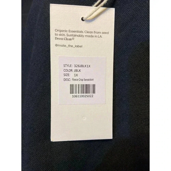 Mate the Label Women's Organic Fleece Cropped Sweatshirt 1X Black - Picture 5 of 7